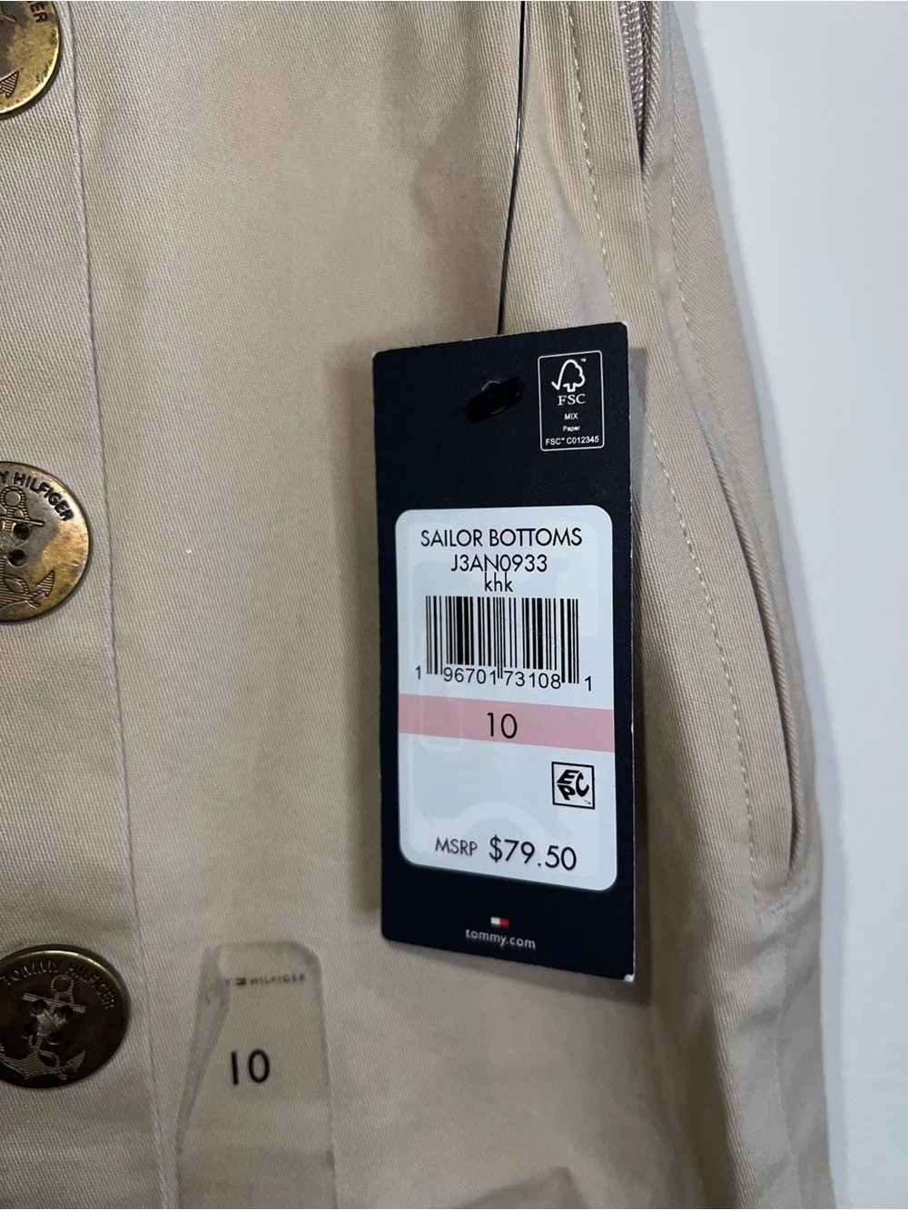 Tommy Hilfiger Beige Button-Accent skirt size 10 - Picture 2 of 9